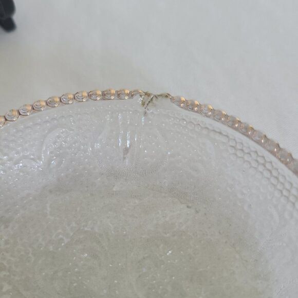 Jeannette Harp Depression Pressed Glass Coaster Trinket Dishes Gold Beaded Rim - Picture 5 of 15